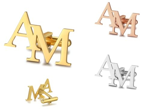 Boutons de Manchette Personnalisés pour Homme, 1 Paire de Boutons de Manchette pour Père en Acier Inoxydable avec Initiales Personnalisées, Cadeau de Fête des Pères pour Mari, Grand-Père