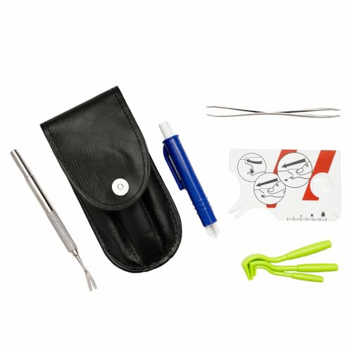 PQLQ Zeckenzange 7 In 1 Set Mit Etui, Zeckenzange Mensch, Zeckenkarte Komplettset Zum Entfernen Von Zecken für Hund Katze Mensch