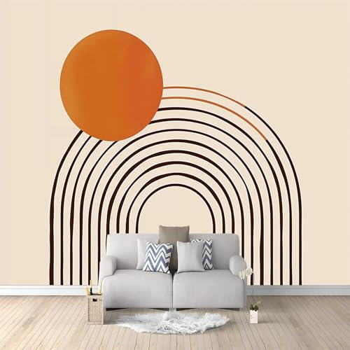 Papel Tapiz Fotográfico Arcos De Rayas Minimalistas Murales, Crema Mural de Pared Papel Tapiz Fotográfico, 200x140 cm (WxH) Mural de Papel Tapiz Arte de Pared para Sala de Estar Dormitorio Habitación
