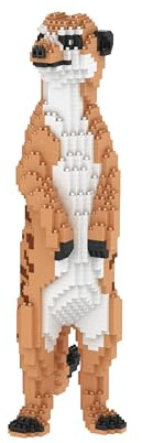 BlueBrixx Diamond Blocks 1645 klämbyggstenar, dekorativ figur | 107664 Upprätt väktningsbevarande Suricata suricatta, pixeloptik, 153 x 86 x 275 mm, för öken- och steppscener