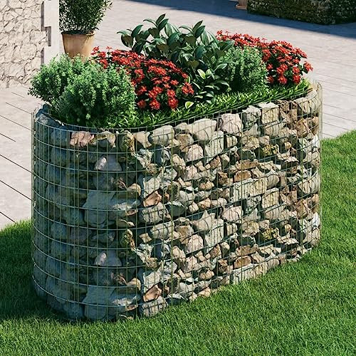 Hovothy Jardinière surélevée en gabion - Mur de plantes - Parterre surélevé en métal - Grille de gabion - Argenté - 200 x 100 x 100 cm - Fer galvanisé