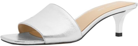 Michael Kors Women's Merriam Kitten Sandal, Silver, 7.5