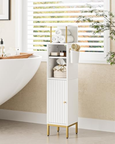 HEYZOEY Tall Bathroom Cabinet, Freestanding Floor Cabinet, Slim Storage Cabinets Unit with Door for Bathroom, Kitchen, Living Room, Bedroom, Balcony,Office, White