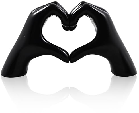 Dszemie 1 Piece Black Heart Hand Sculpture – Minimalist Black Decor for Living Room & Office, Home Decor Aesthetic Hand Gesture Ornament, Ideal Wedding Tabletop Display for Any Space