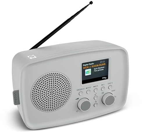 MEDION Radio Dab+ avec Bluetooth DRE-1 (Dab Plus, Radio FM, Protection Anti-Gouttes, antenne télescopique, réveil, Fonction Snooze, variateur d’Affichage, système d’Alerte d’Urgence ASA), Gris