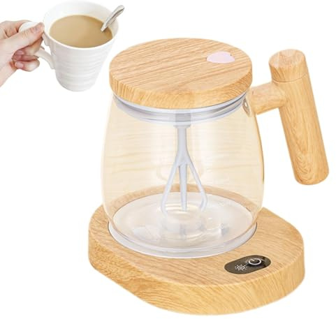 Tasse à café auto-remuante – Tase à mélanger électrique rechargeable haute vitesse de 400 ml avec couvercle | Tases à café-pour mélanger le café | Tasse d'agitation en verre à haute teneur en