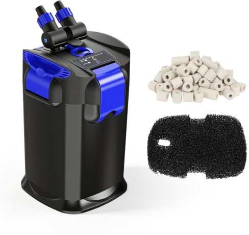 fishkeeper Canister Filters, 800L/H Self-Priming External Fish Tank Filters, 2-Stage Filtration & Ultra-Quiet Canister Filters Up to 45Gal for Fresh & Saltwater Tanks
