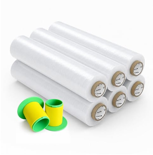 FRENAL Lot de 6 Films Étirables Transparents 45 cm x 300 m, 15 Microns, 2,16 kg – Film Palette Résistant pour Emballage, Colis, Stockage, Déménagement et Logistique