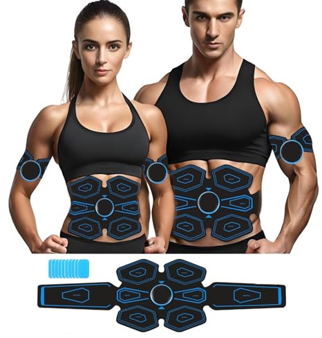EMS Muscle Stimulator,Abdominal Trainer with USB Rechargeable, 19 Intensity Levels ABS Trainer Belt for Home Body Fitness Stimulator,ABS Stimulator for Women Men with 100cm Extension Strap