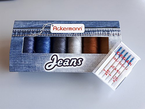 Ackermann Jeans N?hgarnset Farbmix und 5x Organ Jeans Nadeln 90/100