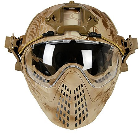 Koyheng Casque de Protection Militaire, Casque de Paintball Airsoft de Combat avec Masque et Casque de sécurité Tactique