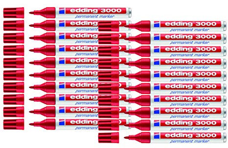 edding 3000 Permanent-Marker (20 Stifte, rot)