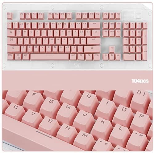 Kanyka 104 Tastenkappen, Tasten Standard Tastenkappensatz mit transluzenter Schicht，kappenTasten ABS Backlit Keycaps，Colorful Replacement Keycap Universal für Mechanische Tastatur（Rosa）