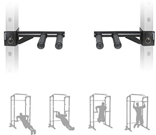 SYL Fitness Dip Bar Attachments for 2 x 2 or 3 x 3 Power Rack - Narrow & Wide Dips Double Handles (Patent Pending) (For 2 x 2 Rack)