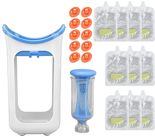 BuyWeek Máquina para Hacer puré para bebés, licuadora Manual para Alimentos para bebés con diseño único de Jugo de Frutas Frescas para bebés para el hogar(Azul)