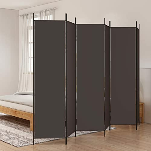 Tidyard Skärmskydd, Divisory, 6-paneler, Fold, Brun tyg och stål, 300x200 cm, Separat för interiör, Separera skärmskydd, Skärmvägg, Inre avdelning