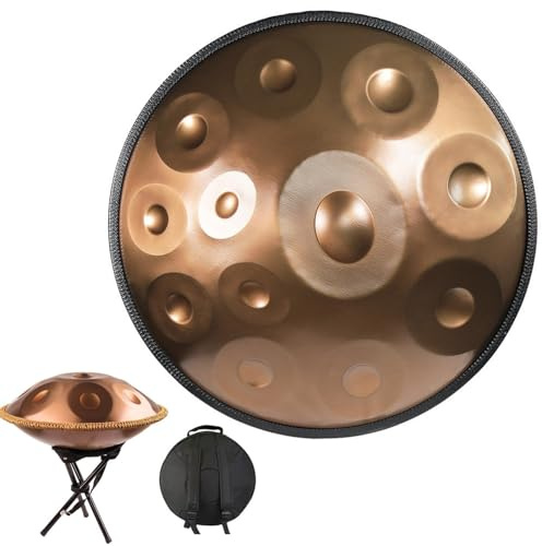 Hand pan drum 440hz/432hz Durable Adults Handpan Drum Instrument In D Minor Prremium Steel Hand Pan Drum 12/10 Notes D3 A Bb C D E F G A Brass Surface For Gift Meditation ( Color : Gold-432Hz , Size :