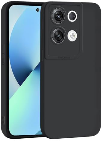 ILING Liquid Silicone Case for OPPO Reno 8 Pro 5G (Reno8 Pro 5G), Simple Solid Color Back Soft Gel Rubber Frosted TPU Bumper Shockproof Protective Ultra-thin Phone Case Cover (Black)