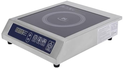 JDBDU Piastra a Induzione Professionale in Acciaio Inox, 3500 W, 11 Livelli di Potenza, Piano Cottura Con Timer per Cucine di Casa, Hotel, Ristoranti