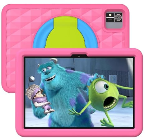 YUMBOT Kinder Tablet 10 Zoll, für Kinder mit Android 13, 8GB RAM 128GB ROM 6000 mAh,Kindersicherung,Wi-Fi,Bluetooth,Kinder Tablet ab 2 3 5 6 7 8 Jahre mit Eva Hülle,Rose