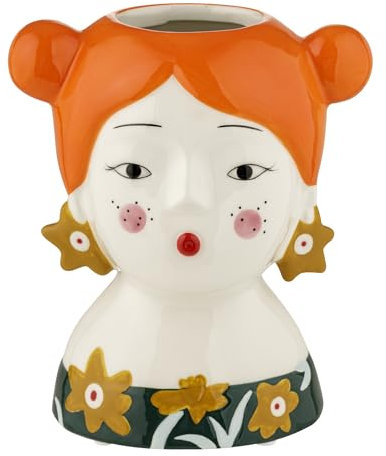 Baroni Home Vaso in Ceramica Dipinto a Mano, Decorativo Moderno per Interno ed Esterno, per Fiori e Piante, Soprammobile Linea Isotta, 15x11x18 cm, Rossa/Grande