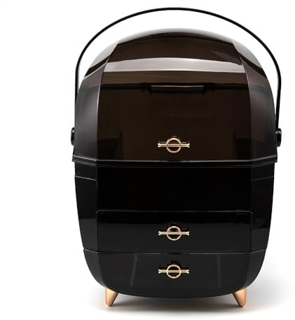 evomosa Organizzatore del trucco, organizzatore cosmetico della scatola di immagazzinaggio per i gioielli dei cosmetici rossetti dell'organizzatore della scatola dell'organizzatore (Nero)