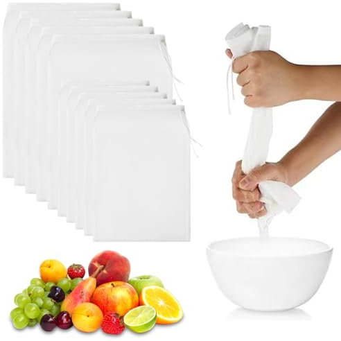 Sacchetto Filtro per Latte di Mandorle 10 pezzi Sacchetti di Filtraggio del Latte Sacchetto per Latte di noci Sacchetti Riutilizzabili per Alimenti per Filtrare i Liquidi per succhi,latte,verdure