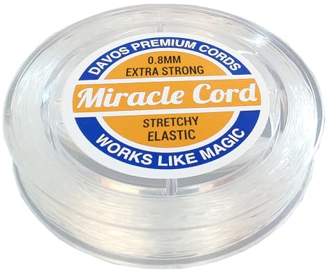 Miracle Cord 0,8 mm professionell stretchig elastisk sträng för att göra armband pärlor smycken halsband extra stark tunn tråd kristallklar (43 meter)