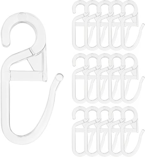 JIADEXIN Gardinenhaken - 100 Stück Universal Überklipshaken, Transparent Faltenlegehaken für Gardinenringe, mit 6mm Öse Vorhanghaken für Vorhangstangen und Gardinenstangen (Transparent)