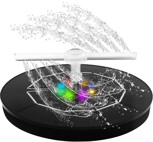 Solar Springbrunnen FüR Außen 2.5w Solarbrunnen Für Draussen Solar Teichpumpe Mit 8 LEDs Wasserpumpe Solar Schwimmender Fontäne Pumpe Für Teich Garten Vogel-Bad Fisch-BehäLter