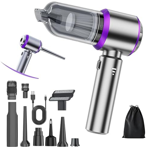 COCCKO Aspirateur Voiture Puissant sans Fil, 4-en-1 Aspirateur à Main Mini Portable, 15000pa Multifonctionnel Aspirateur Voiture sans Fil,avec 3 Niveaux,pour PC,Maison,Voiture,Bureau,canapé