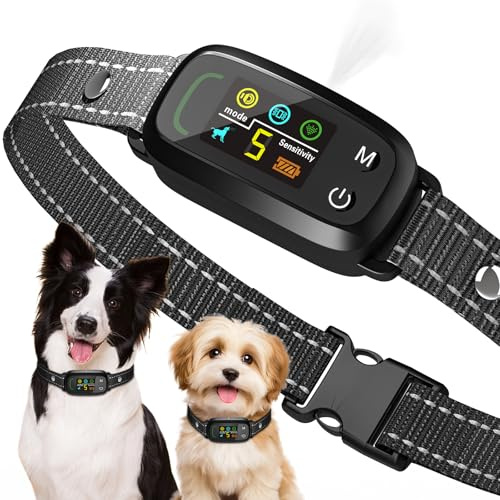 PUGTOW Anti Bark Collar for Dogs, No Shock Citronella Dog Collar with 5 Adjustable Levels, Rechargeable Stop Barking Device - Vibration/Sound/Spray 5 Modes Dog Training Collar for S/M/L Dogs