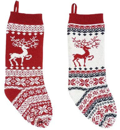 MUNSKT 2 Pezzi Calzino di Natale, 18 pollici Grandi Calzinidi Natale Personalizzato Maglia, Stivali di Natale Renna Appendere Calze Regalo di Babbo Natale per Decorazione Albero di Natale Camino