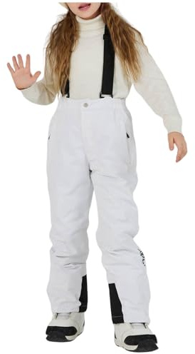 Generisch Pantaloni da neve per bambini, invernali, caldi, da snowboard, per ragazzi e ragazze, bianco, 13