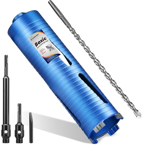 DaduoRi Juego de brocas de núcleo largo de 71 mm x 240 mm con adaptador SDS Plus de 240 mm, 110 mm y broca piloto central, juego de brocas de núcleo de diamante para piedra de mampostería de bloques
