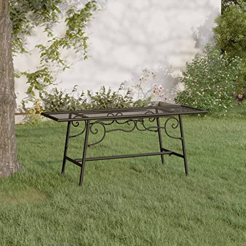 sephironlbb Trädbänk av stål, 110 cm, svart, väderbeständig, stabil metallbänk med ryggstöd och armstöd för trädgård, terrass, balkong, utomhus, sittbänk, parkeringsbänk för utomhus- och veranda