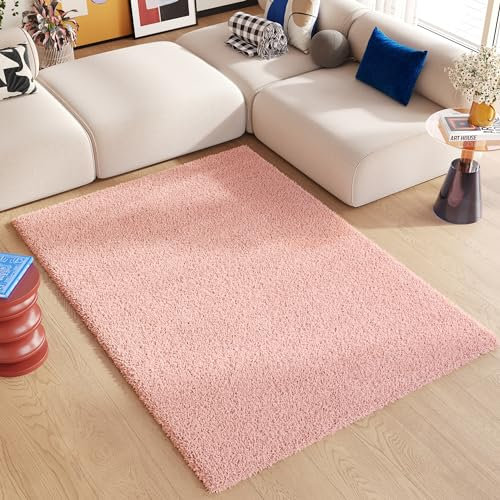 TAPISO Essence Teppich Hochflor Langflor Shaggy Rosa Rechteckig Super Weich Felloptik Schlafzimmer Wohnzimmer ÖKO-TEX 80 x 150 cm