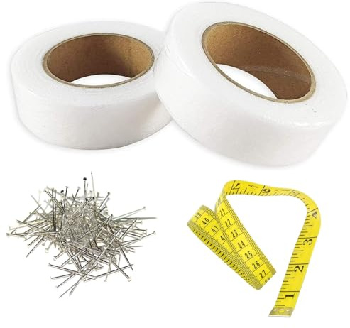 D.A.Y. Republic 20mm x 16m Adhesive Fabric Hemming Iron-on Tape with 200 pins, Great for Bonding and Craft Projects, No Sewing Required, Ideal for Hems, Jeans, Trousers, Badges