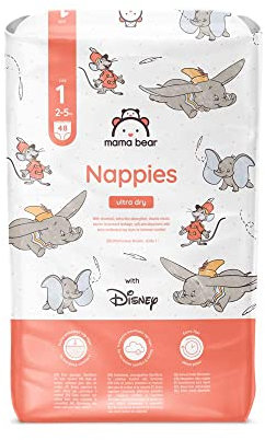 Amazon-Marke: Mama Bear Disney Ultra Dry Windeln Größe 1 (2-5 kg), Weiß, 48 Stück (1-er Pack)