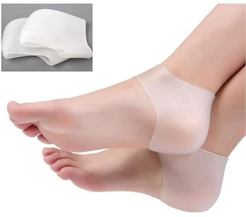 2 pares – Protector de talón de gel de silicona – Calcetines para talón agrietados – Cuidado del dolor – Para talón de pie agrietado, fascitis plantar, tandinita dolor de tendón de ajil