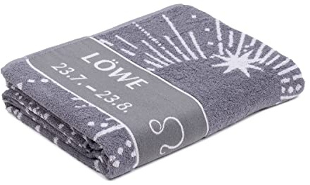 Gözze bastuhandduk med stjärnskyltdesign, 100% bomull, 80 x 180 cm, lejon (lejon), antracit/silver, 100008-080180-91