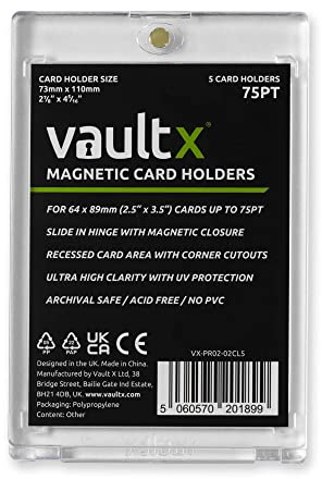Vault X Magnetic Card Holders 75pt for Trading Cards, One Touch Hard Cases with UV Protection, Clear Display for Collectible Card Games, Sports, TCG (5 Pack)