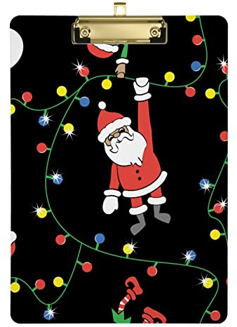 Planchette à pince décorative A4 en forme de bonhomme de neige Père Noël avec clip en métal discret pour étudiants, femmes, hommes, 22,9 x 31,8 cm