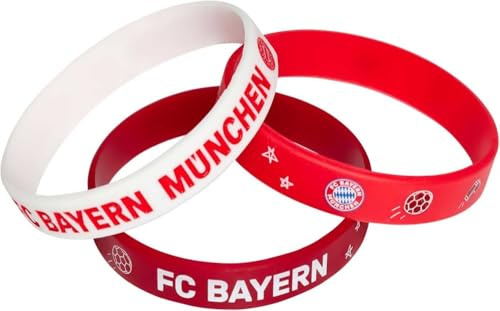FC Bayern München barnarmband set om 3 | unisex | röd och vit | silikon | nickelfri