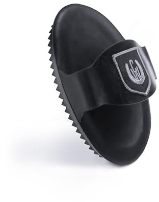 Werner Christ Horse Gummistriegel (2 in 1) für Pferd und Lammfellprodukte, Pflegestriegel aus robustem Kunststoff in schwarz