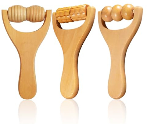 Masajeador de rodillo de madera de 3 piezas, masajeador de bolas, masajeador muscular de piernas, masajeador muscular para adultos