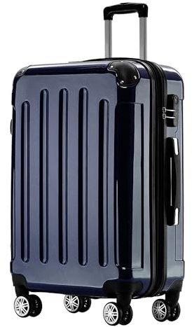 BEIBYE Zwillingsrollen 2048 Hartschale Trolley Koffer Reisekoffer in M-L-XL-Set in 15 Farben (Dunkel Blau, XL)