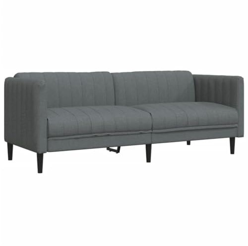 vidaXL Sofa, Polstersofa 3-Sitzer mit Stützbeinen, Dreisitzer Loungesofa Designsofa für Wohnzimmer, Couch Wohnzimmersofa, Dunkelgrau Stoff