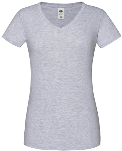 Fruit of the Loom Ladies Iconic 150 V-Neck T-Shirt, Farbe:Graumeliert, Größe:2XL