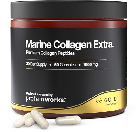 Marine Collagen Extra - GOLD Innovation, Science-Backed Collagen Supplement, Type 1 Collagen Peptides, Enhanced with Vitamin C, Zinc & Selenium, Healthy Skin, Hair & Nails, 60 Capsules | Protein Works